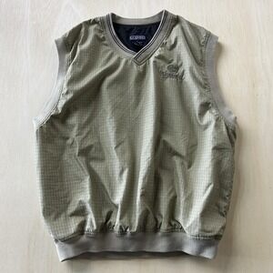 LA LOVING Windbreaker Vest Mens XL Brown Check Lined Embroidered 84 Lumber